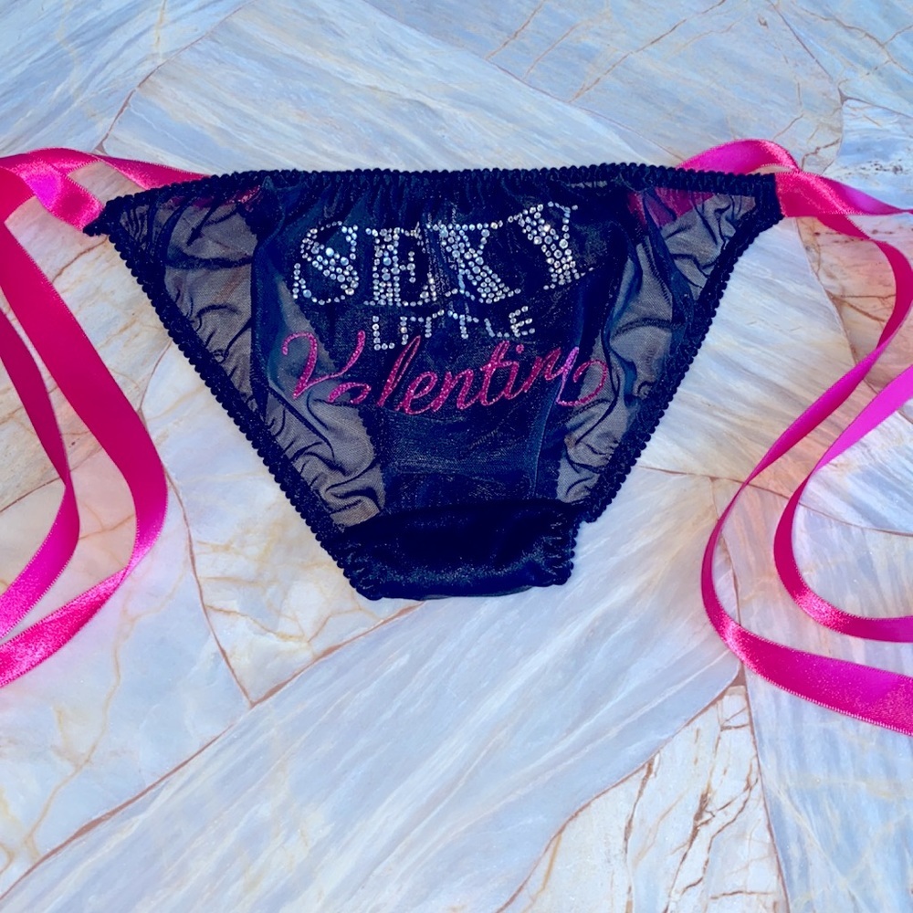Black Sexy Little Things Small Panty Underwear Ribbon “Sexy Little Valentine”